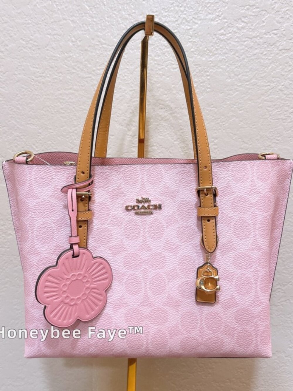 NWT Coach CER24 Mollie Tote Bag 25 In Signature Canvas With Charms Powder Pink